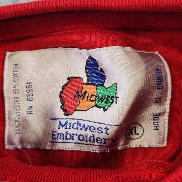 Vintage Wisconsin Badgers Sweatshirt Mens XL Red NCAA College Crewneck 90s - Picture 7 of 13